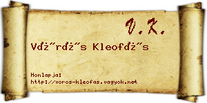 Vörös Kleofás névjegykártya